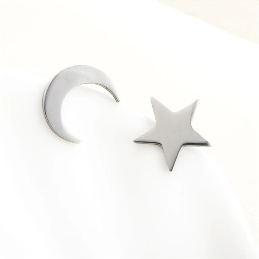 🆕 Silver Moon & Star Stud Earrings